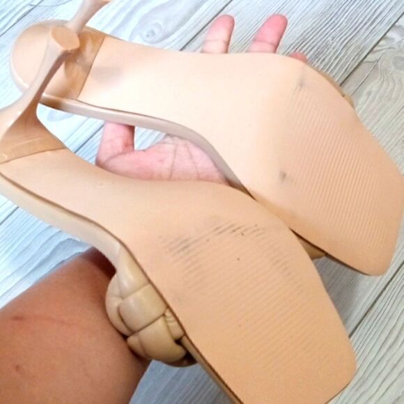 (14-3889) Ermonn Womens Square Open Toe Heeled Sandals Sz 9 - Picture 6 of 9